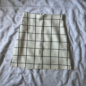 H&M Cream and Black A-Line Mini Skirt for Work